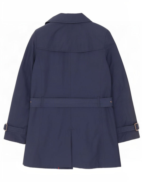 Tommy Hilfiger Trench Coat Femme UK 14 Large Bleu Marine Coton