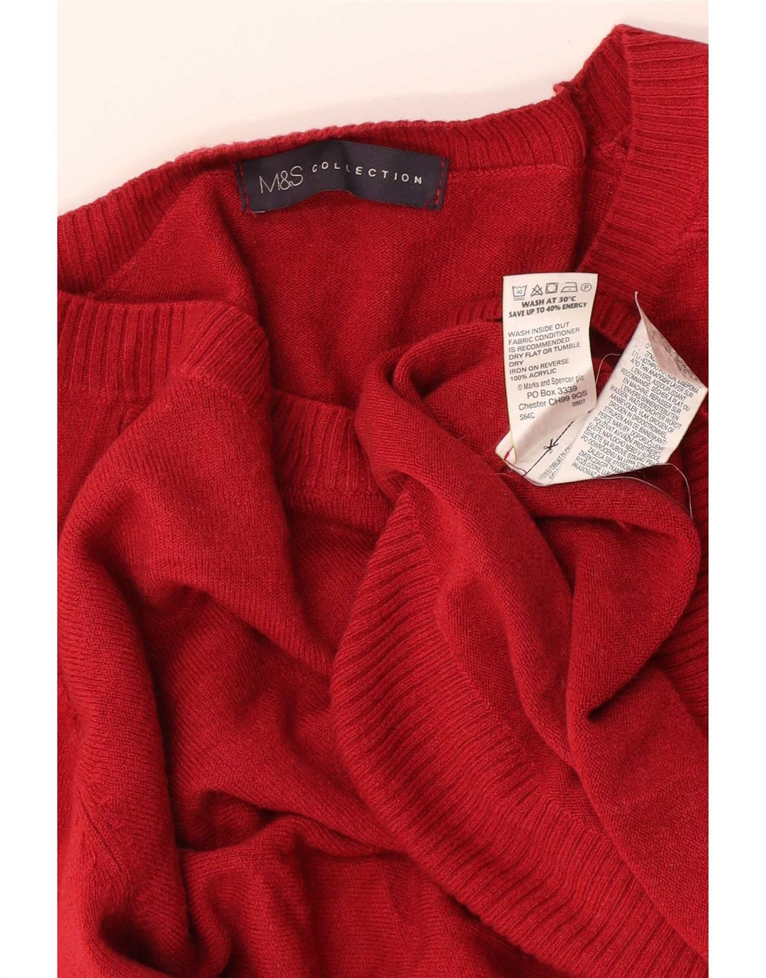 Marks & Spencer Pull col bateau pour femme UK 14 Acrylique rouge moyen