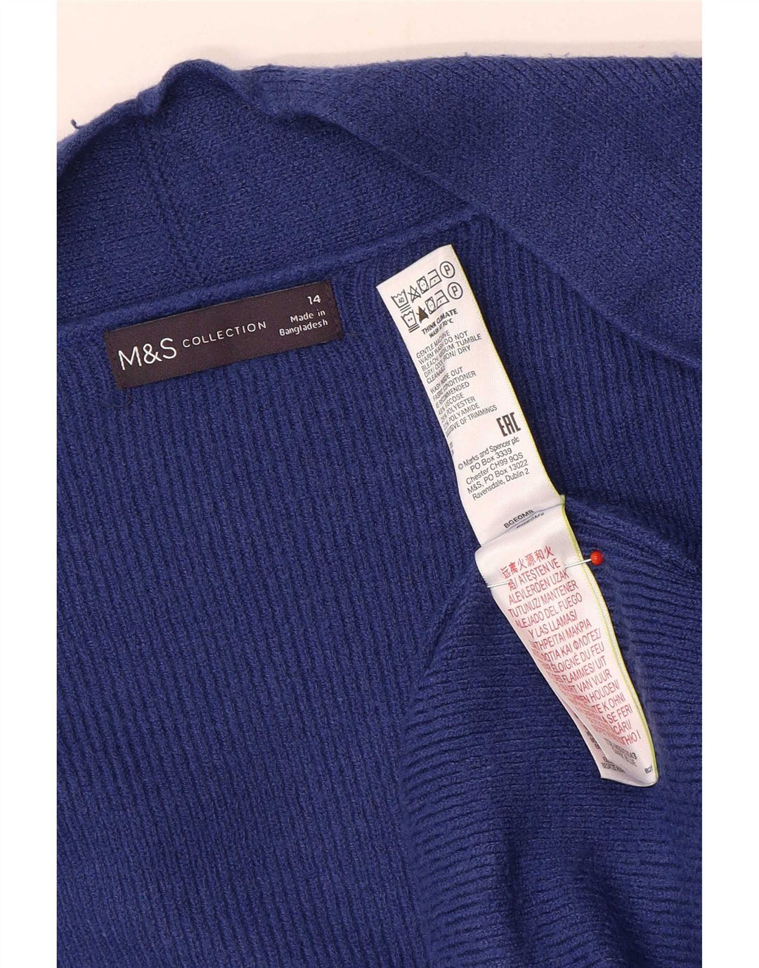 Marks & Spencer Pull cardigan ouvert long pour femme UK 14 Large Bleu