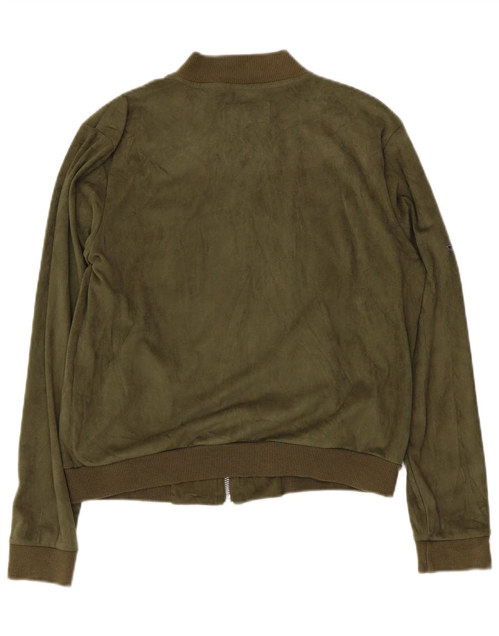 Hard Rock Cafe Dubai Crop Bomber Jacket UK 14 Polyester Vert Moyen