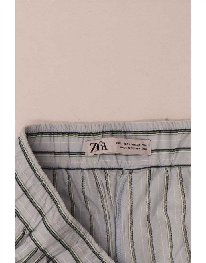 Zara Short Chino Homme Large W32 Coton Rayé Bleu