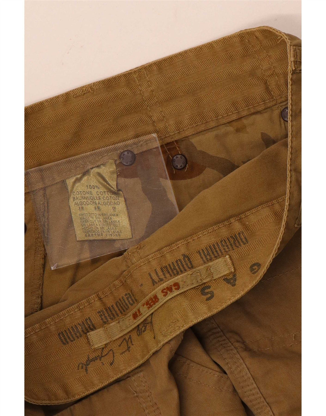 Gas Short décontracté pour homme W30 en coton beige moyen