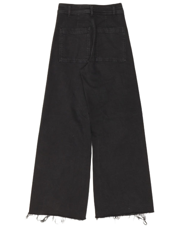 Zara Jean taille haute jambe large pour femme EU 34 2XS W24 L30 coton noir