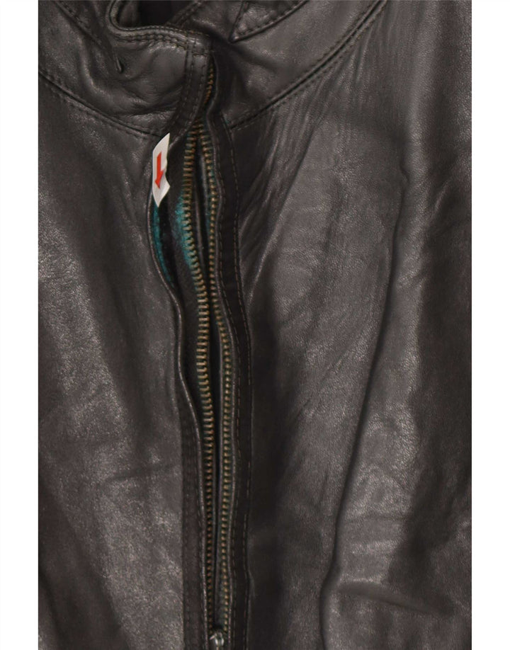 Gianni Versace Veste en cuir pour femme UK 18 XL Cuir noir