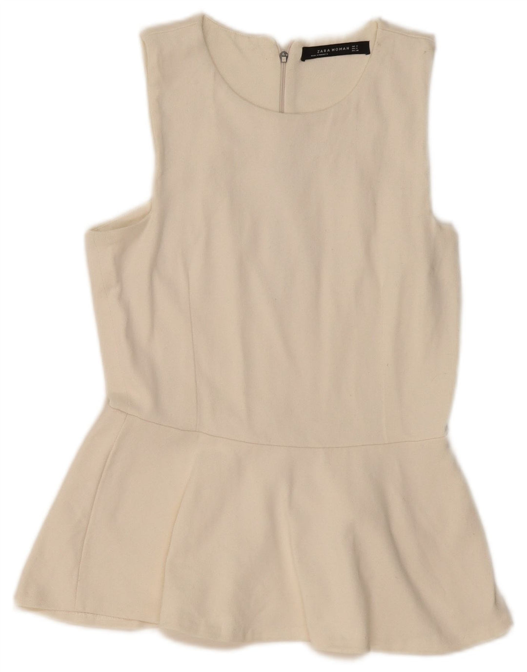 ZARA Femme Chemisier sans manches Top UK 12 Medium Off White