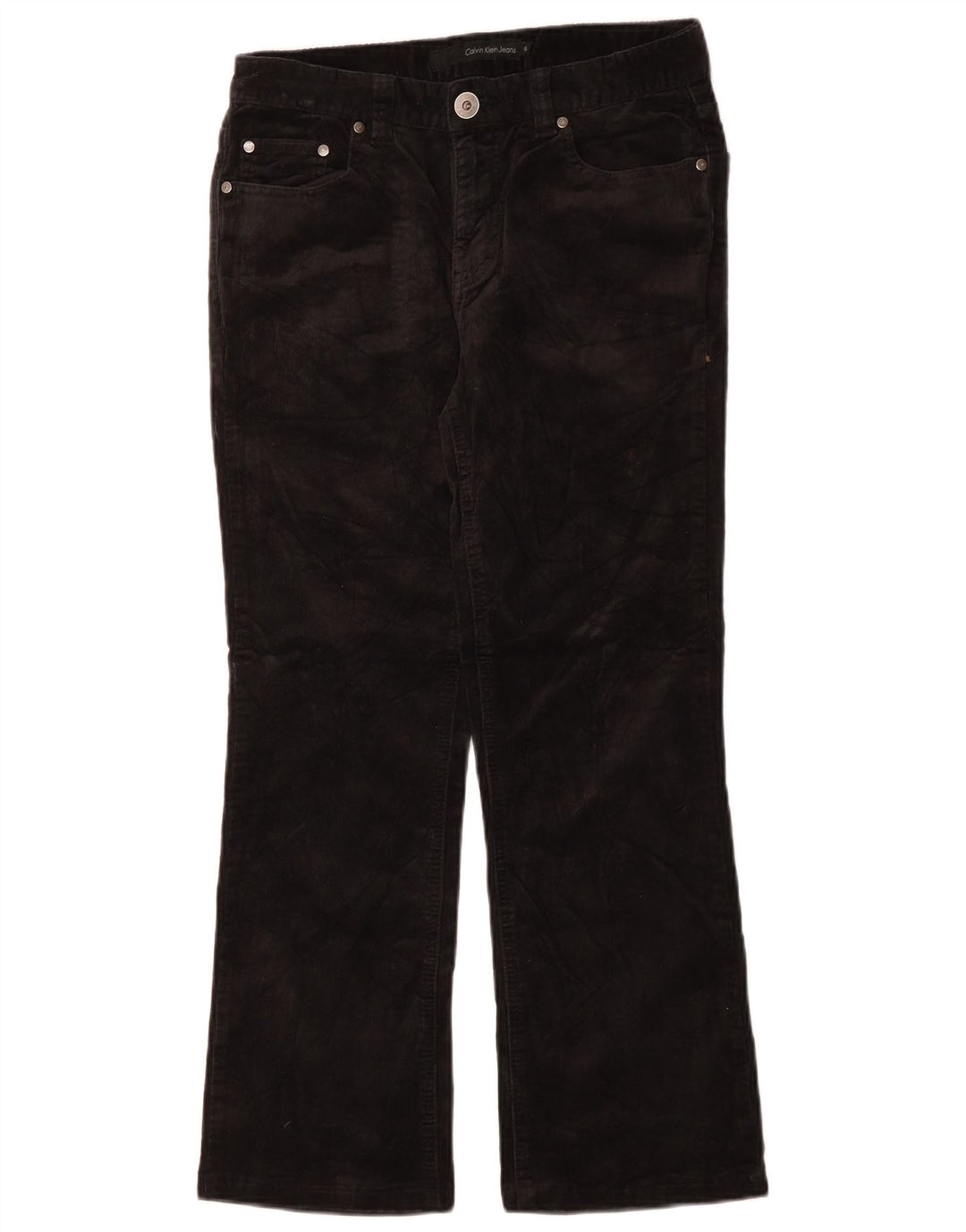 CALVIN KLEIN Pantalon bootcut en velours côtelé pour femme US 6 Medium W30 L27 Noir