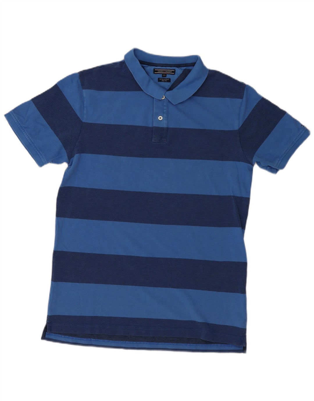 TOMMY HILFIGER Polo coupe ajustée teint en pièce pour homme 2XL bleu rayé