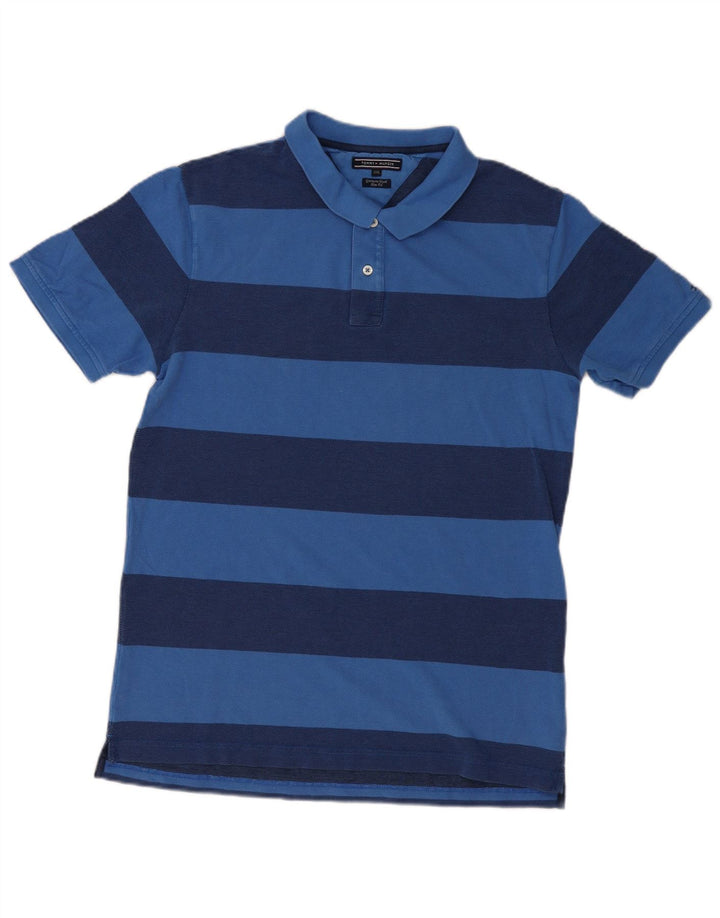 TOMMY HILFIGER Polo coupe ajustée teint en pièce pour homme 2XL bleu rayé