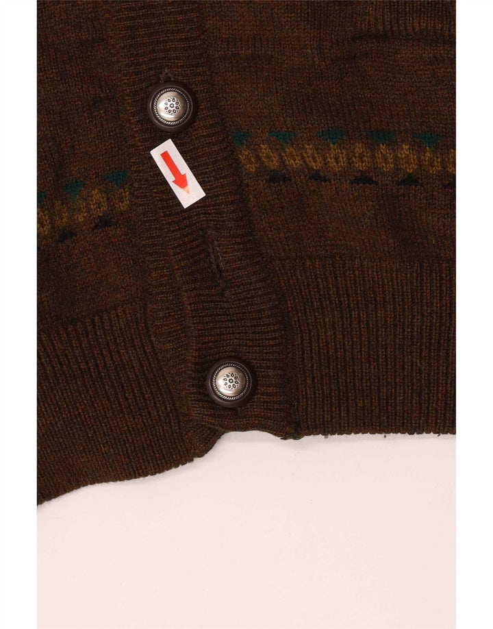 vintage Mens Cardigan Sweater IT 50 Rayé Brun Moyen
