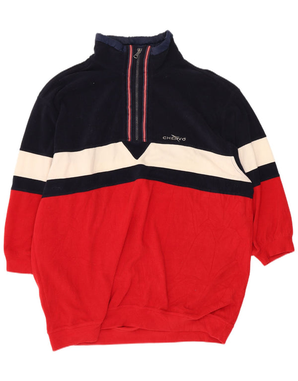 Chervo Pull polaire à manches 3/4 pour homme IT 54 XL Rouge Colourblock Sports