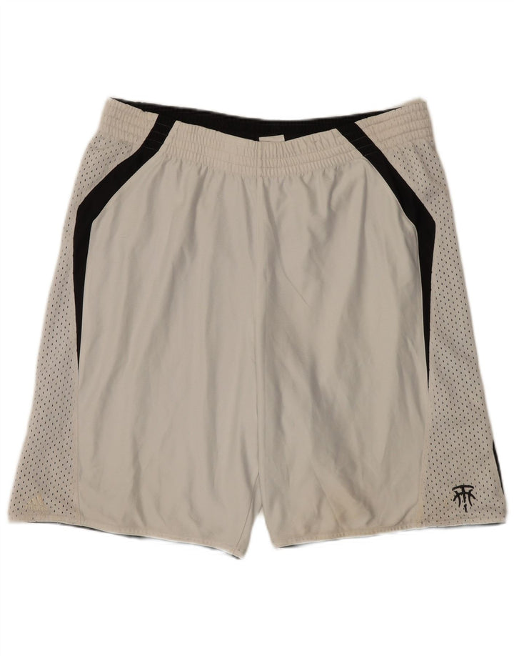 Adidas Short de sport pour homme en polyester color block blanc moyen