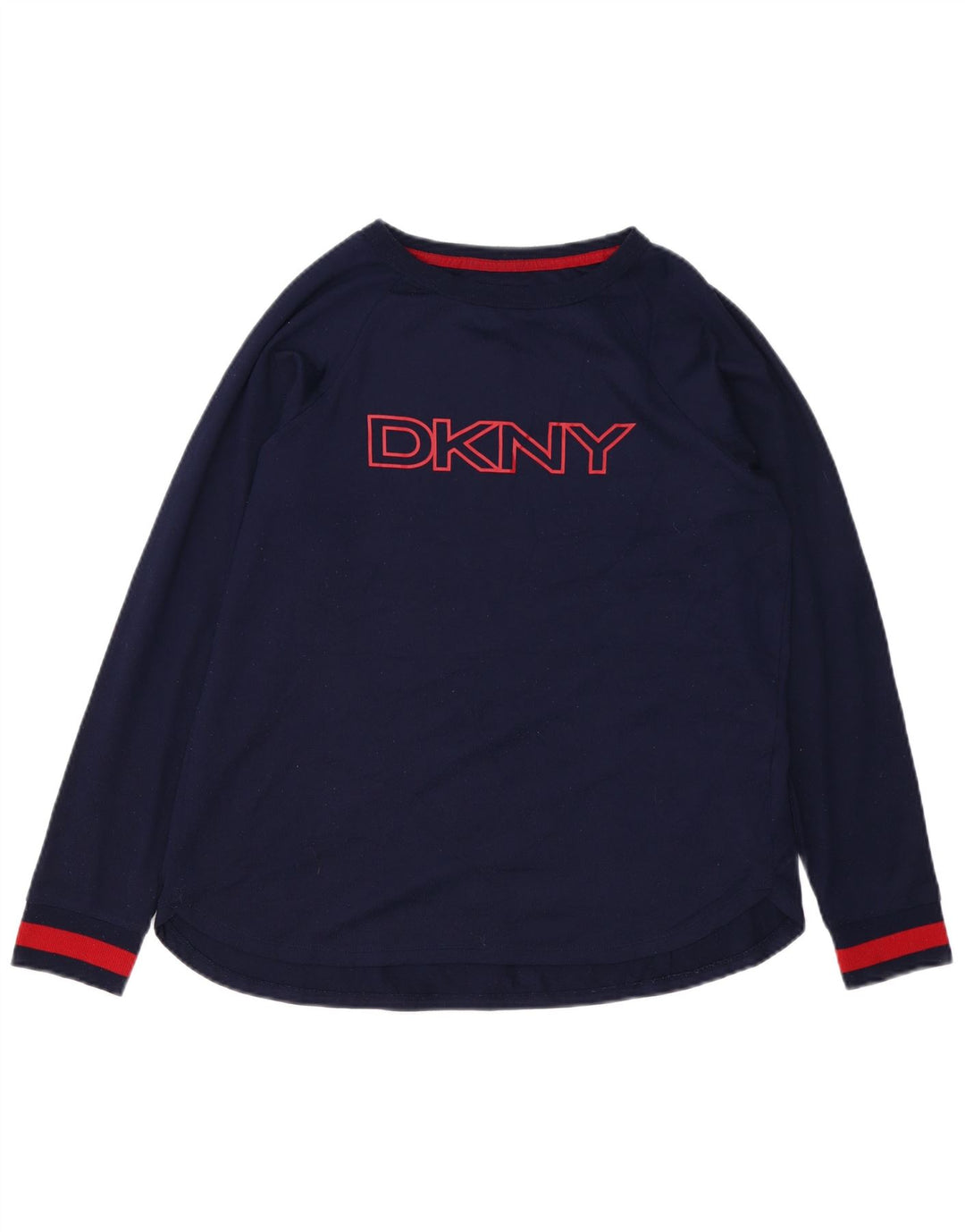 DKNY Haut graphique à manches longues pour femme UK 44 Bleu marine moyen Polyester