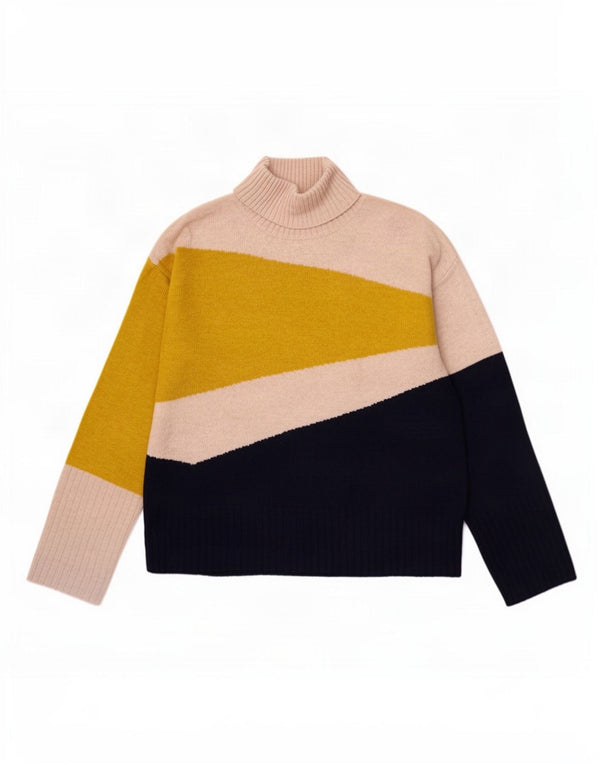 Marks & Spencer Womens Turtle Neck Jumper Sweater UK 12 Medium Multicoloure