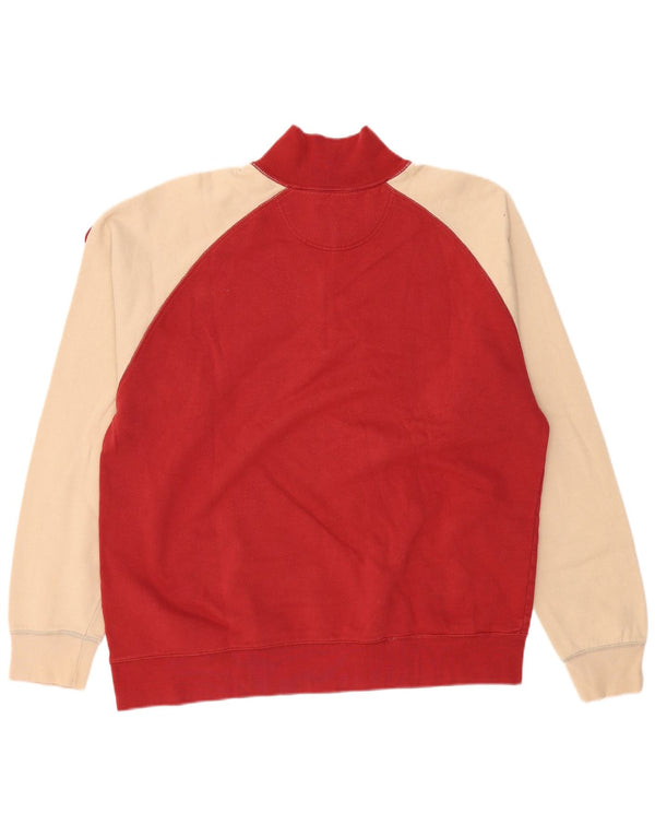 ASICS Sweat-shirt à col zippé pour homme 2XL Rouge Colourblock Coton