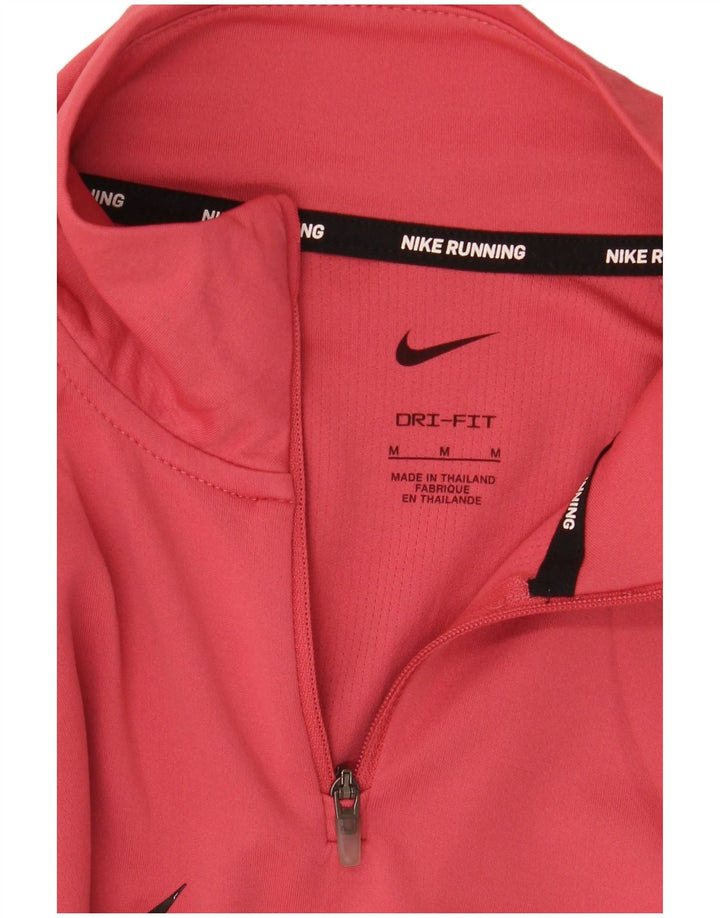 NIKE Femmes Dri Fit Graphic Zip Neck Sweatshirt Jumper UK 14 Rose Moyen