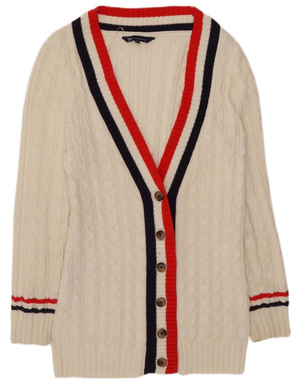 Crew Clothing Cardigan pour femme en coton rayé blanc moyen UK 12