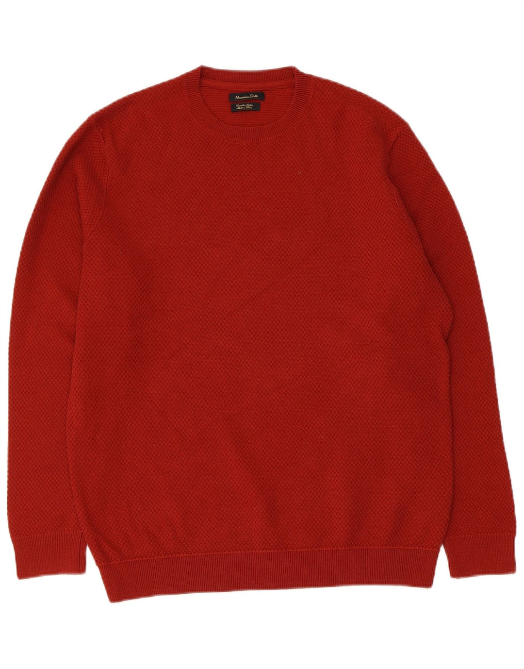 Massimo Dutti Pull à col rond pour homme en coton bordeaux moyen
