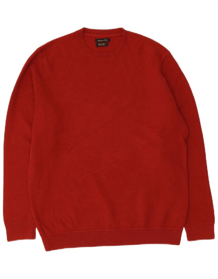 Massimo Dutti Pull à col rond pour homme en coton bordeaux moyen