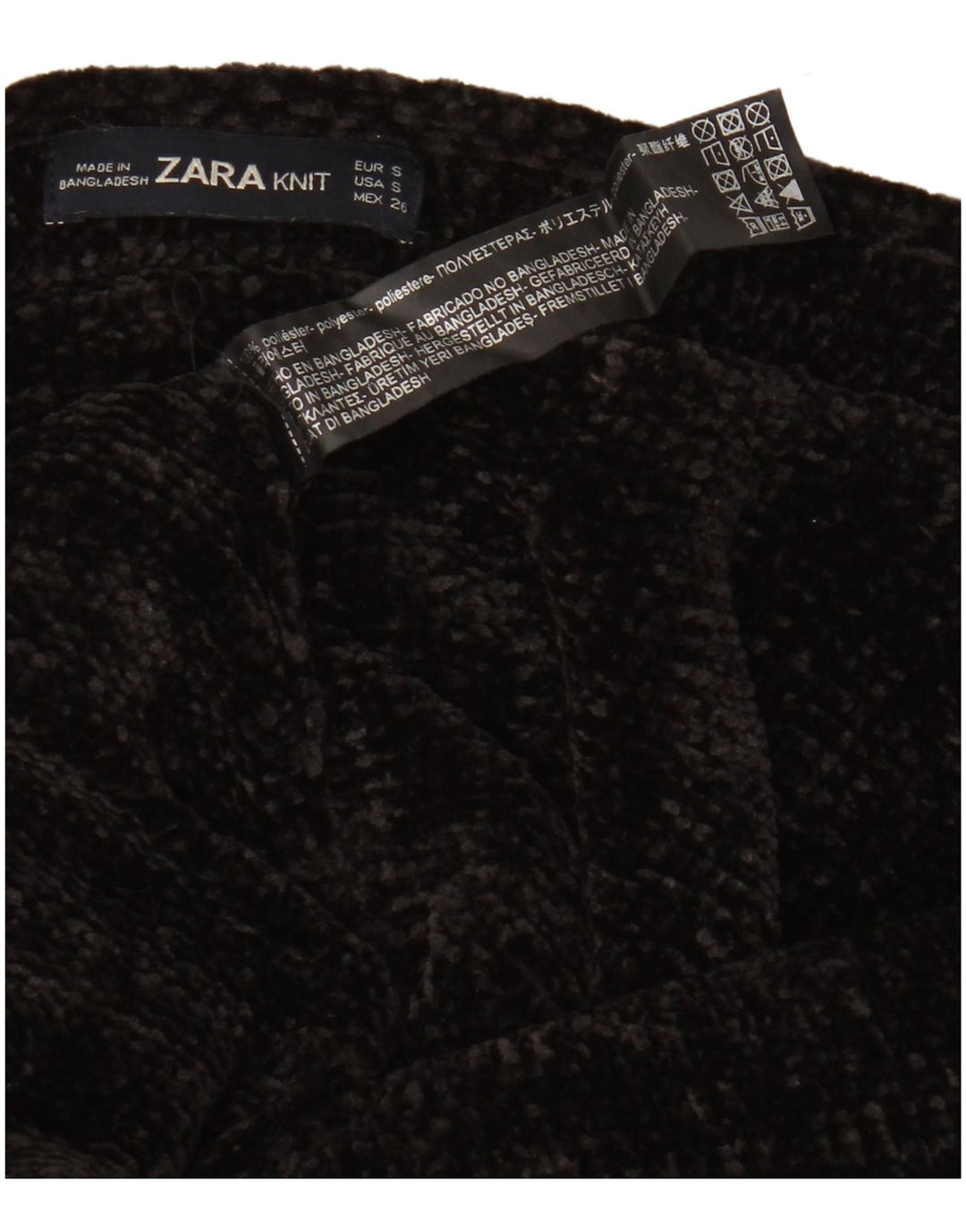 Zara Pull surdimensionné à col bateau pour femme UK 10 Petit Noir Polyester