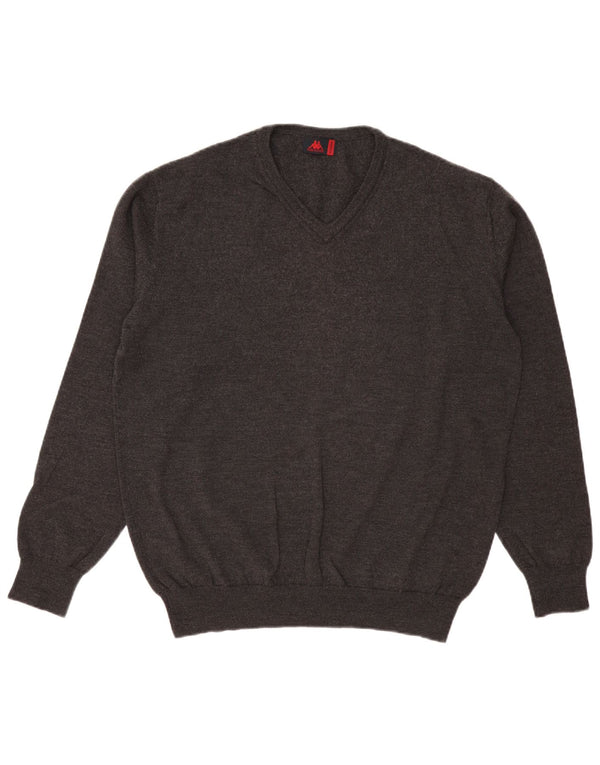 KAPPA Pull col V pour homme 2XL Gris