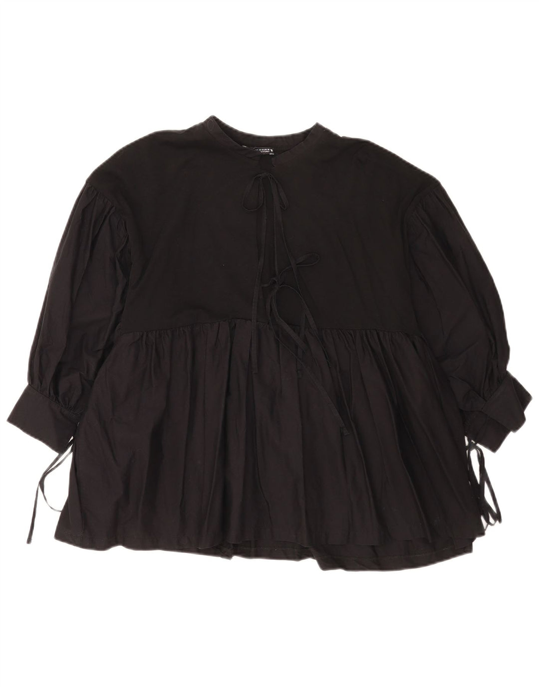 Zara Chemisier à manches 3/4 pour femme UK 14 en coton noir moyen