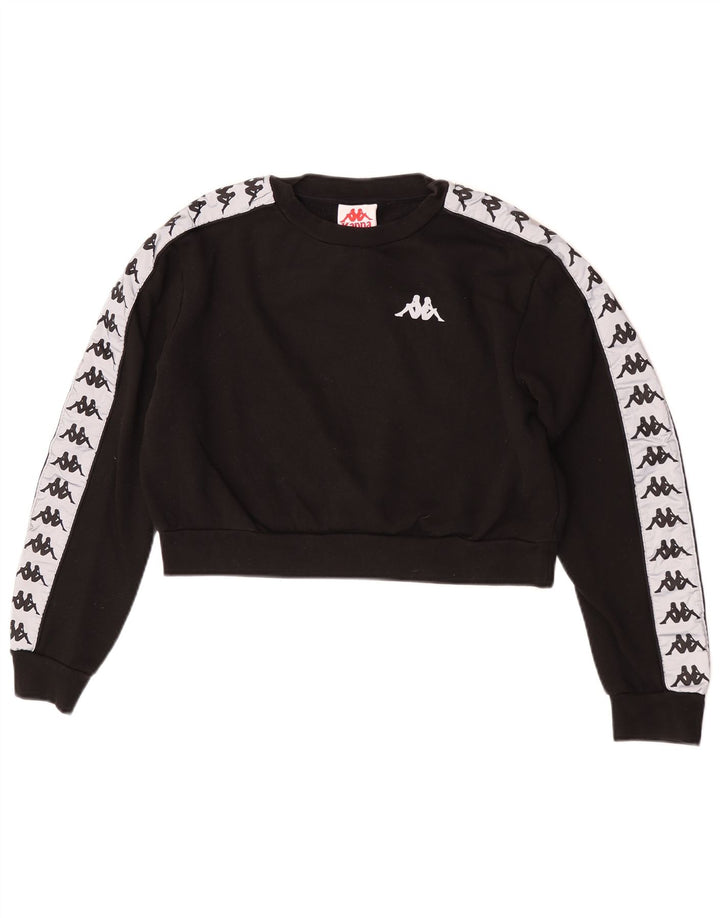 Kappa Sweat-shirt court surdimensionné pour femme UK 10 Petit colorblock noir