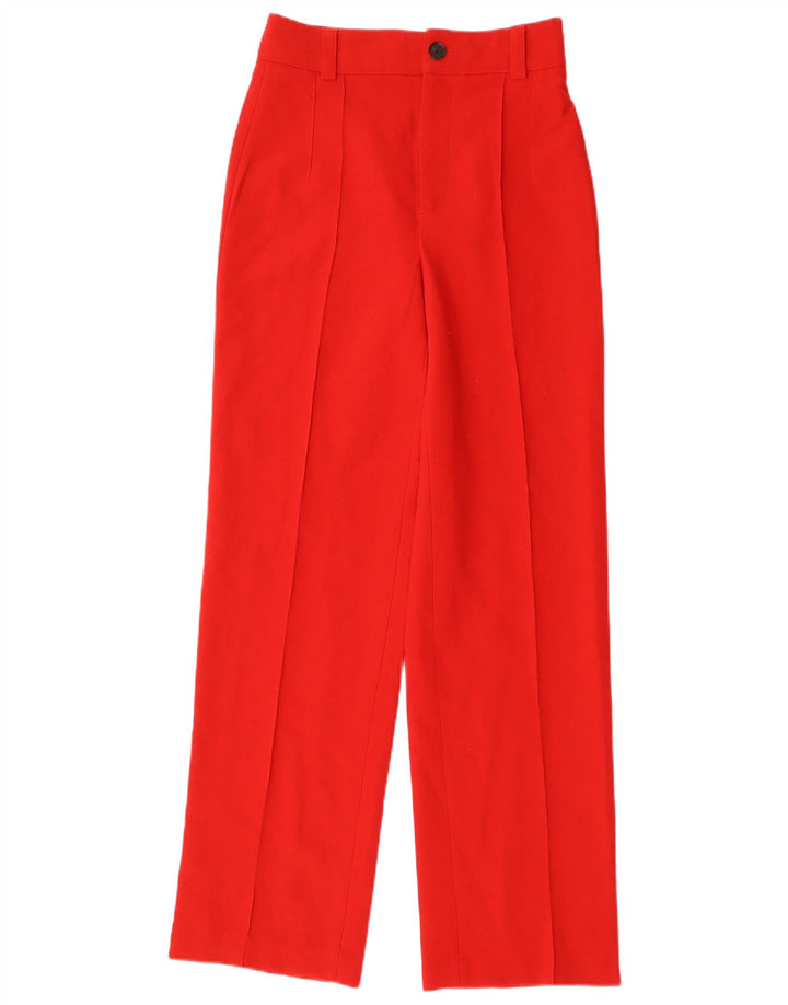 ZARA Pantalon décontracté droit pour femme XS W25 L32 Rouge Polyester