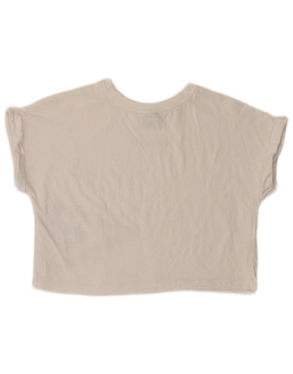 Umbro Womens Crop Graphic T-Shirt Top UK 12 Coton Blanc Moyen