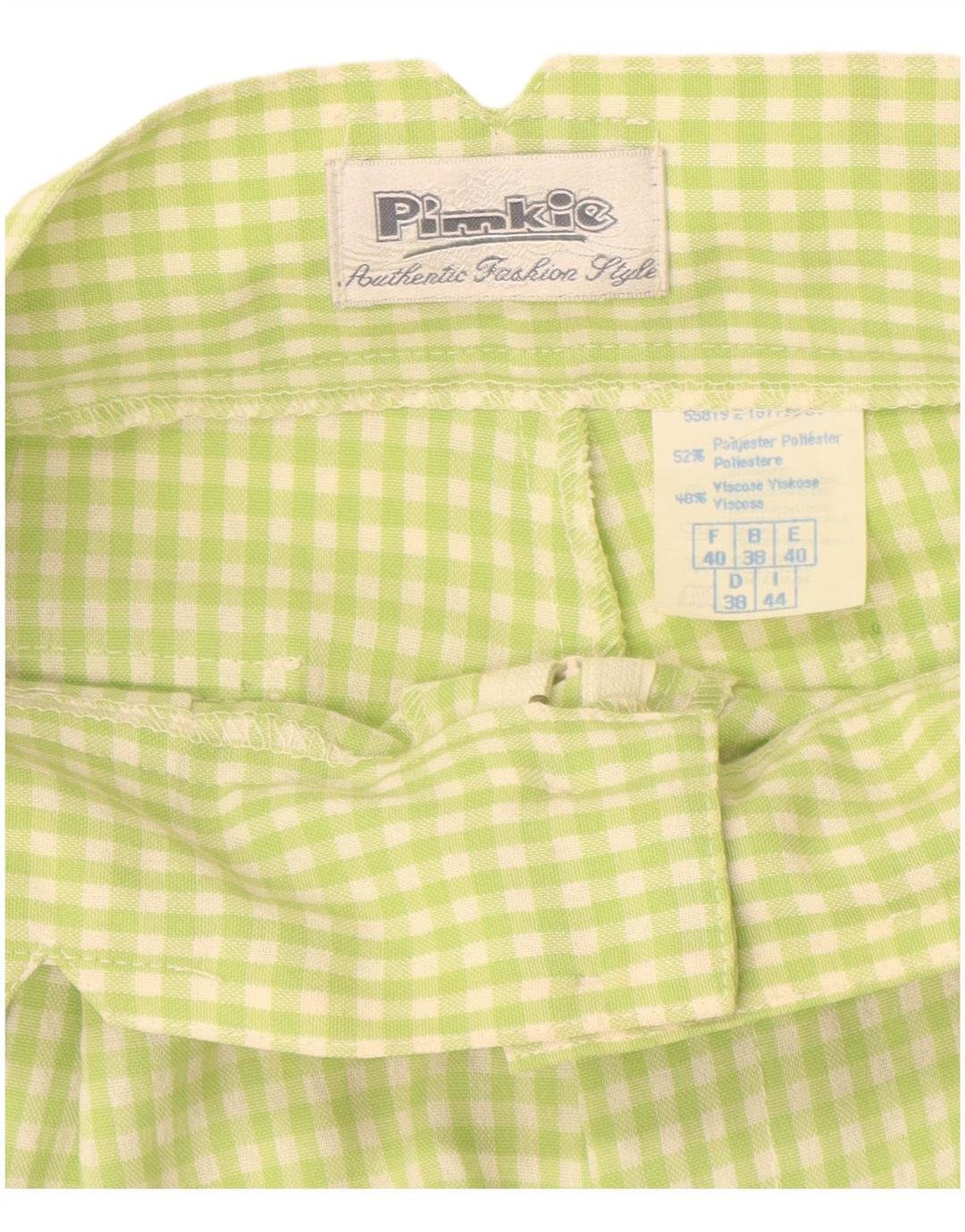 PIMKIE Short Chino Taille Haute Femme IT 44 Medium W26 Vichy Vert