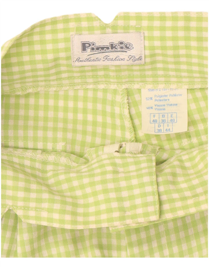 PIMKIE Short Chino Taille Haute Femme IT 44 Medium W26 Vichy Vert