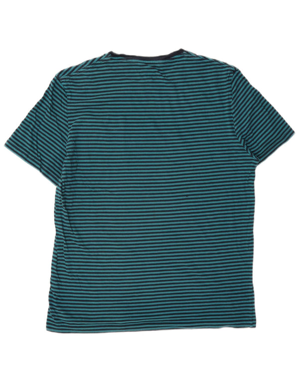 Jack Wills Mens T-Shirt Top Medium Blue Pinstripe Cotton