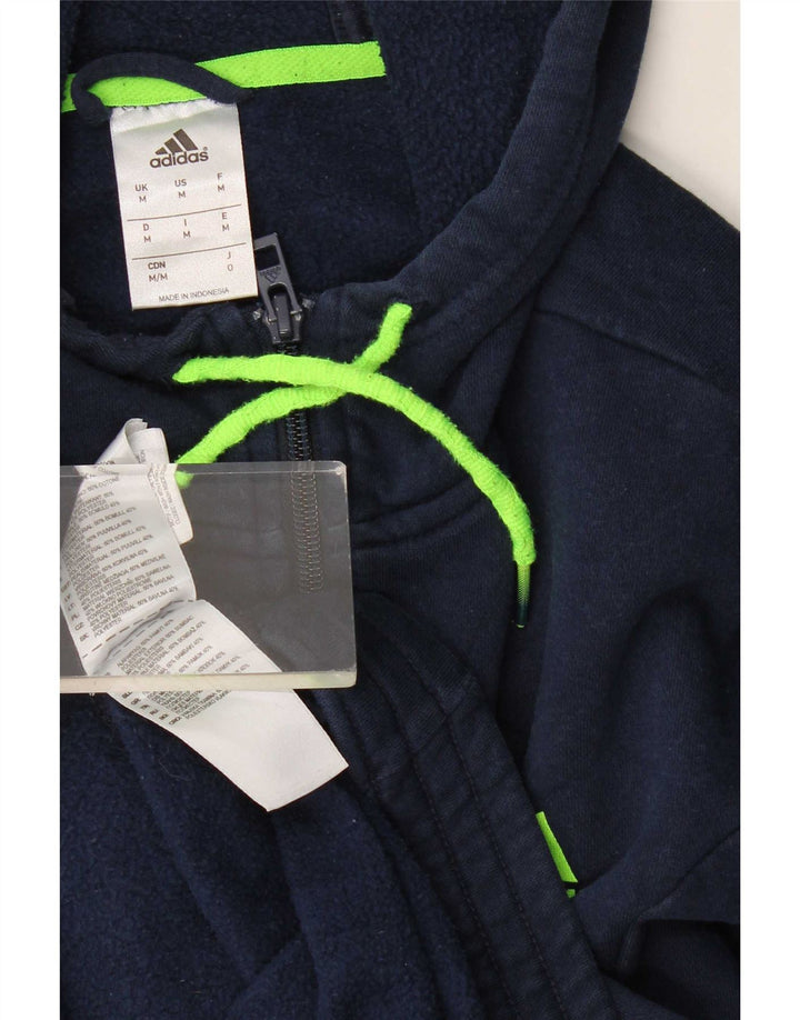 Adidas Pull à capuche zippé pour homme en coton bleu marine moyen