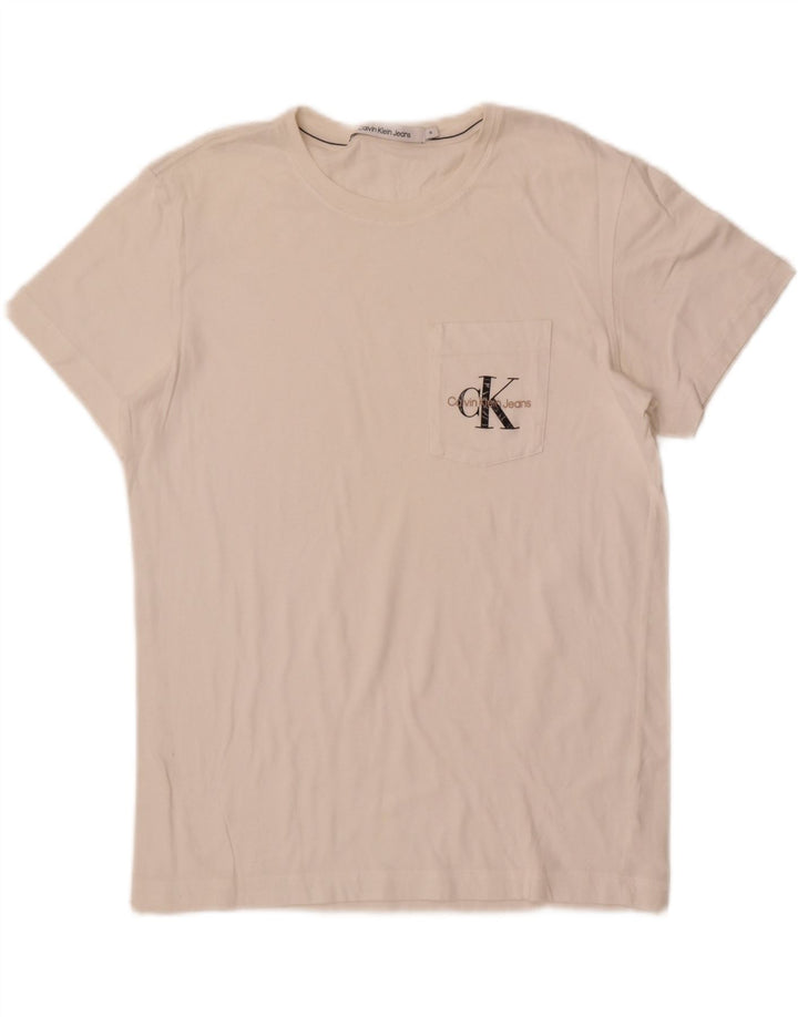 Calvin Klein Jeans T-Shirt Graphique Homme Blanc cassé