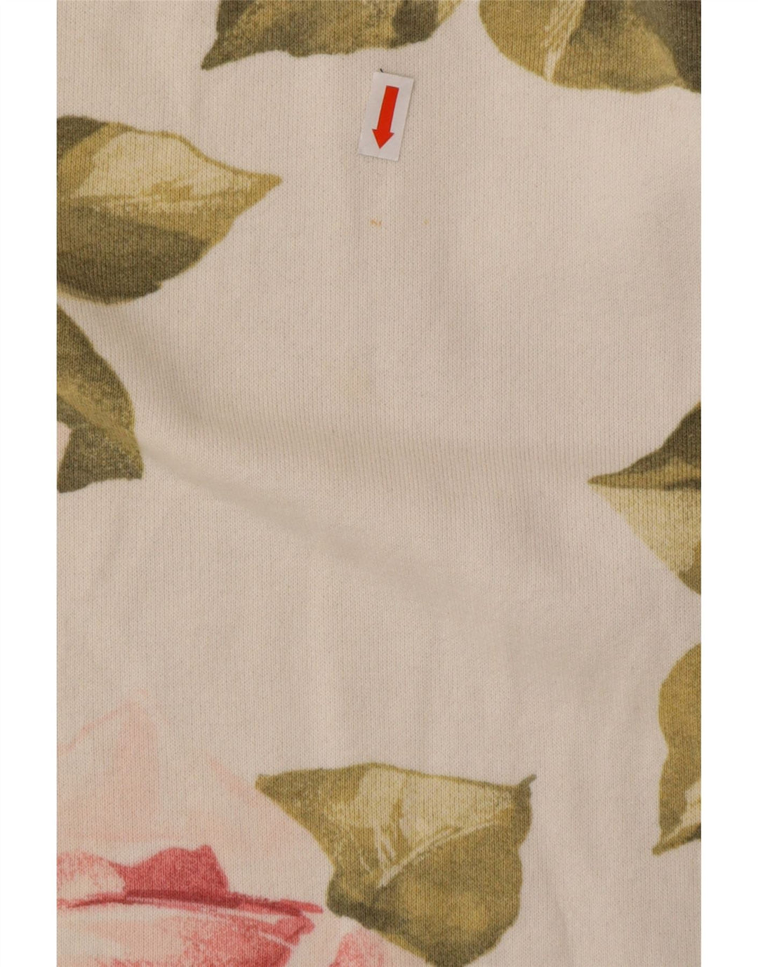 VINTAGE Femme Top Manches Longues UK 16 Grand Coton Floral Blanc Cassé