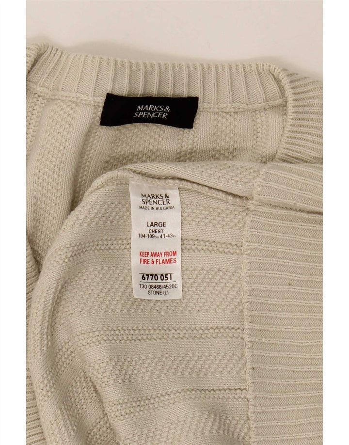 Marks & Spencer Pull col V pour homme en acrylique beige Large