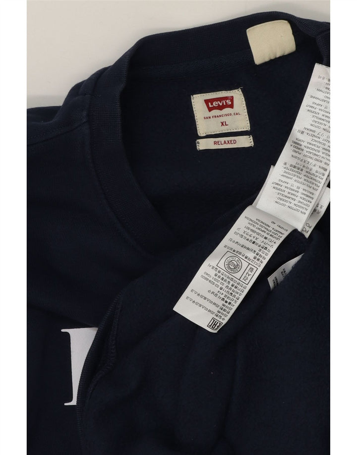 Levi's Casual Graphic Sweatshirt Jumper XL Homme Bleu Marine Coton