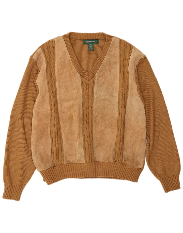 Pull Homme Daim Col V Pull XL Beige Acrylique