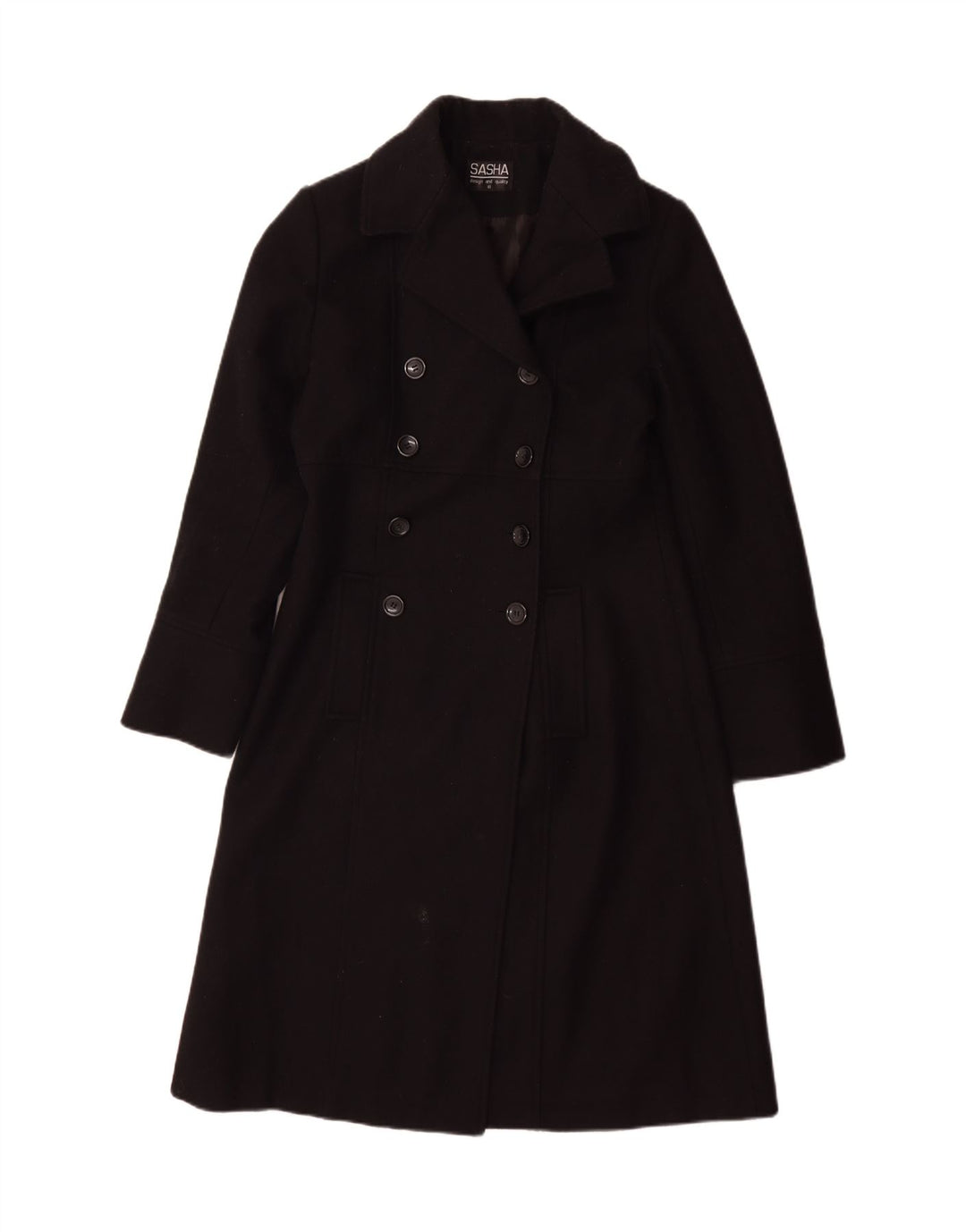Sasha Manteau croisé pour femme UK 10 Petite laine noire