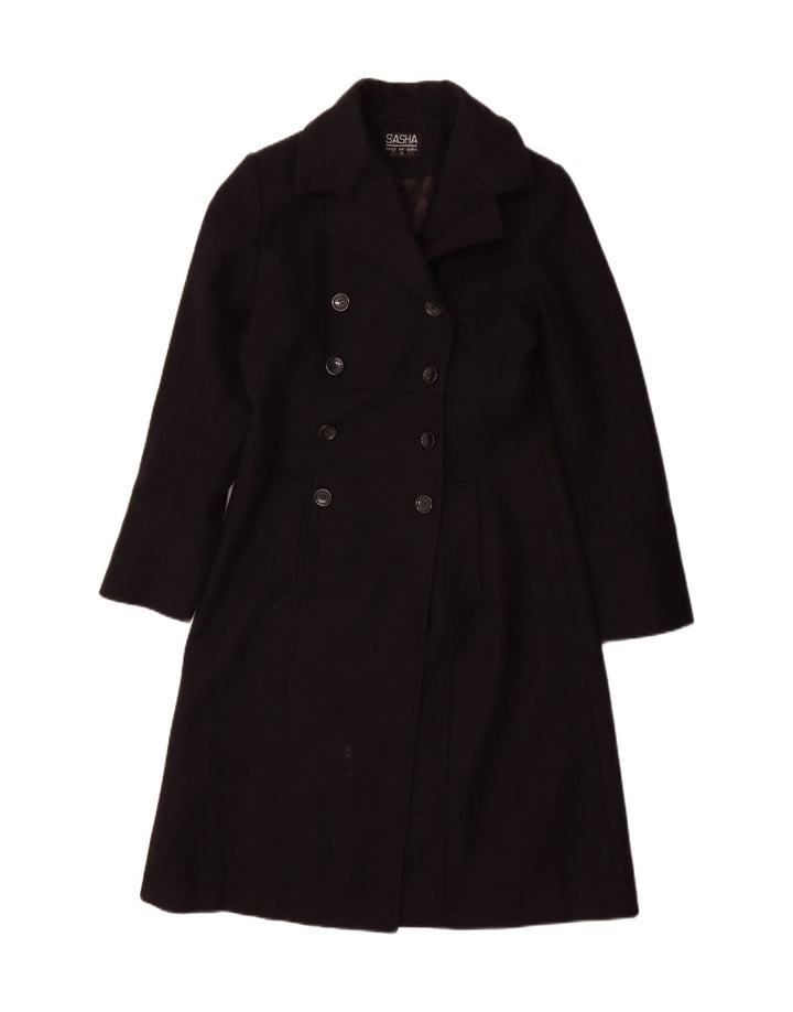Sasha Manteau croisé pour femme UK 10 Petite laine noire
