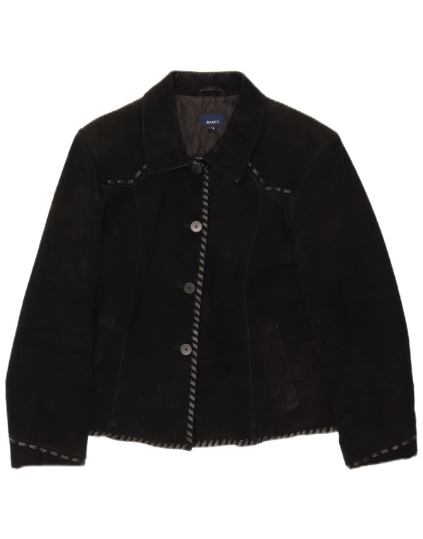 Basics Veste en daim pour femme UK 42 Cuir noir moyen