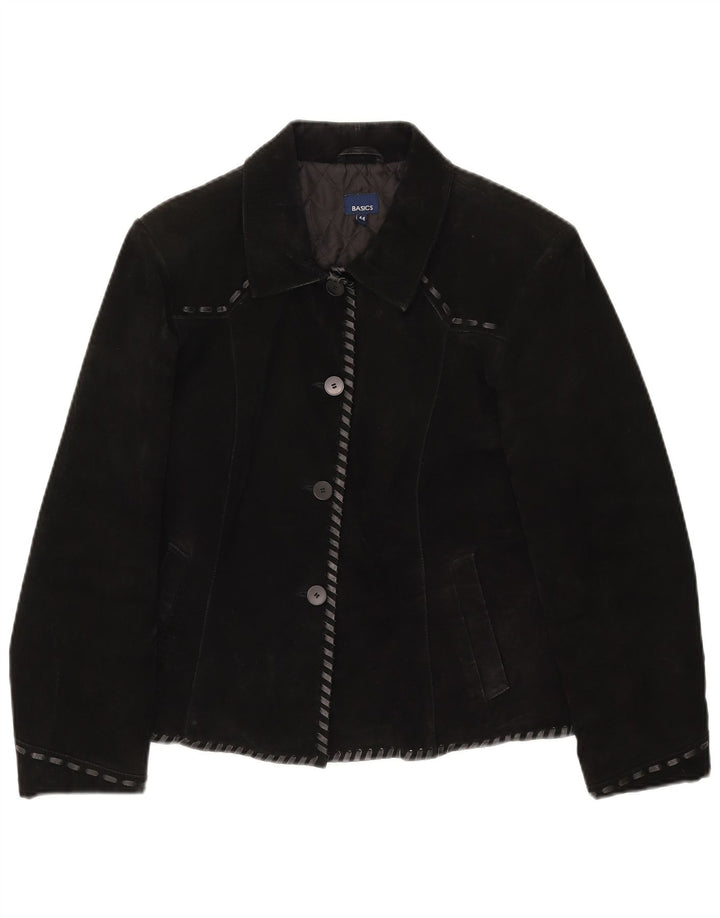 Basics Veste en daim pour femme UK 42 Cuir noir moyen