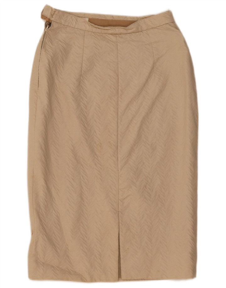 VINTAGE Jupe droite femme W27 petit chevron beige