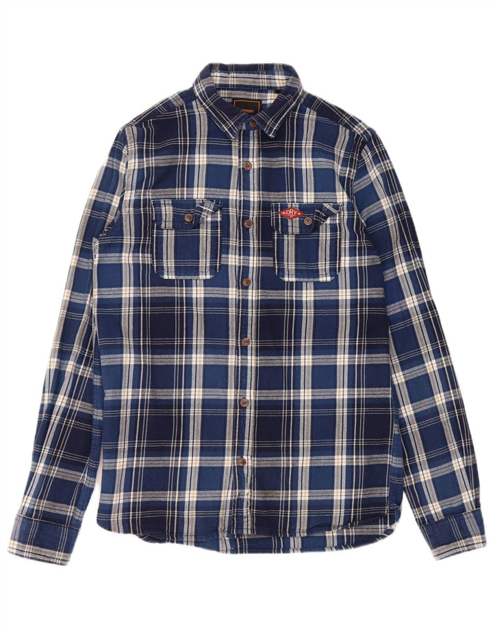 SUPERDRY Chemise Flanelle Homme Petit Carreau Bleu Coton