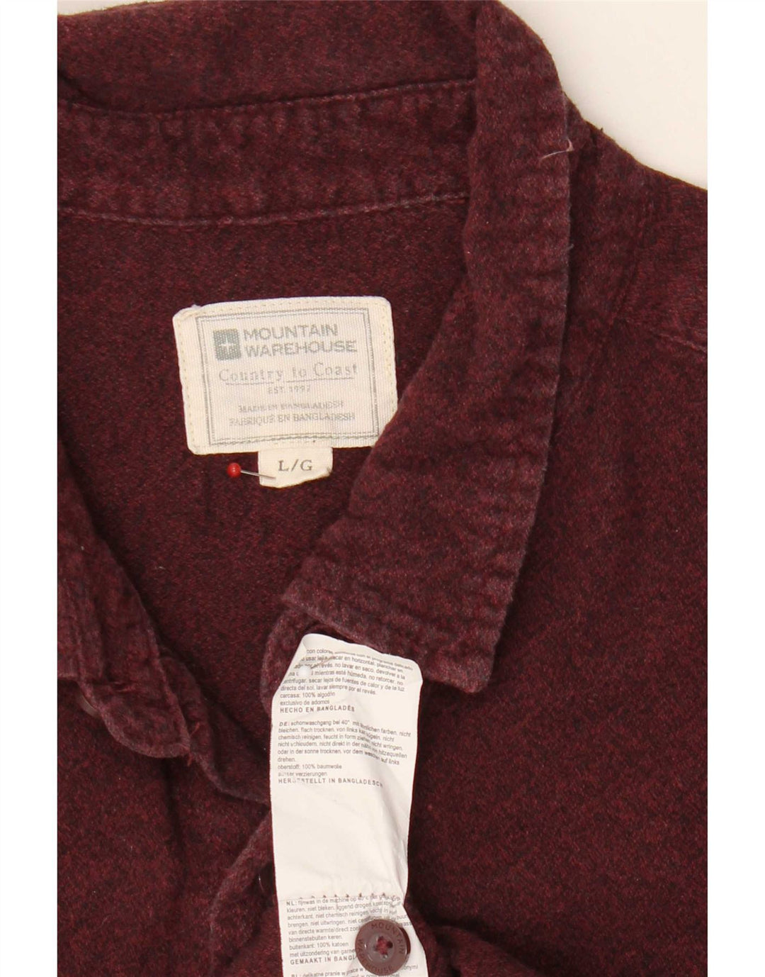 Mountain Warehouse Chemise en flanelle pour homme en coton bordeaux Taille L