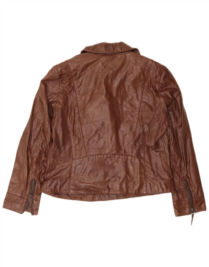 C & A Veste en cuir pour femme UK 18 XL Marron