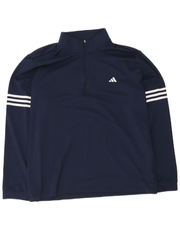 Adidas Mens Zip Neck Pullover Tracksuit Top XL Navy Blue Polyester