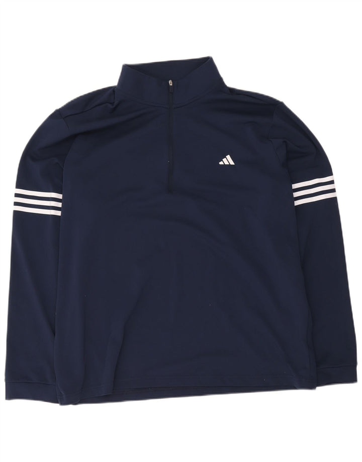 Adidas Hommes Zip Neck Pull Survêtement Top XL Bleu Marine Polyester