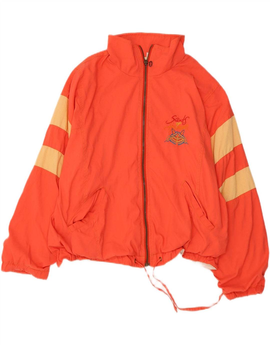 VINTAGE Veste de survêtement femme UK 12 Medium Orange Colourblock