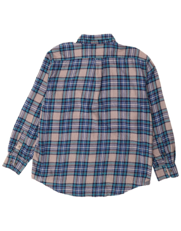 Izod Chemise Flanelle Homme XL Bleu Carreaux Coton