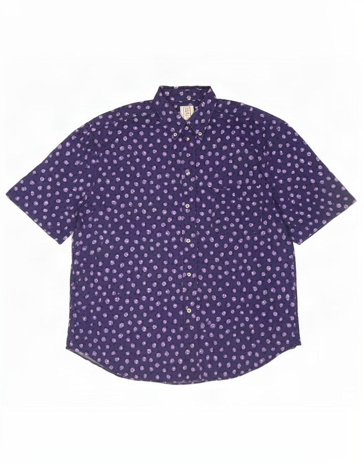 Stefanel Chemise à manches courtes à motif abstrait pour homme en coton bleu marine moyen